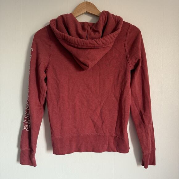 Abercrombie & Fitch Y2K Zip Up Hoodie Sweatshirt Size XS Red Logo Preppy Varsity - Picture 3 of 8